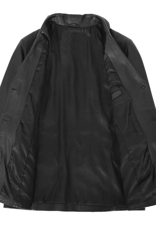 Women's Classic Black Sheepskin Leather Blazer