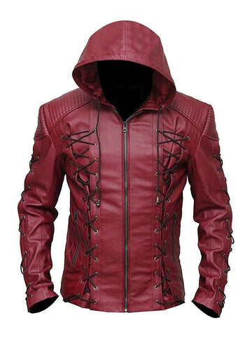 Men's Roy Harper Red Arrow Costume Leather Jacket