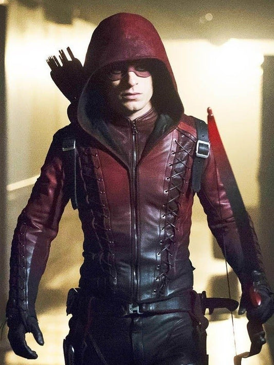 Men's Roy Harper Red Arrow Costume Leather Jacket