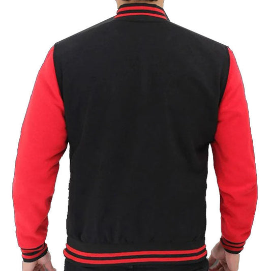 Men's Red and Black Baseball Varsity Jacket